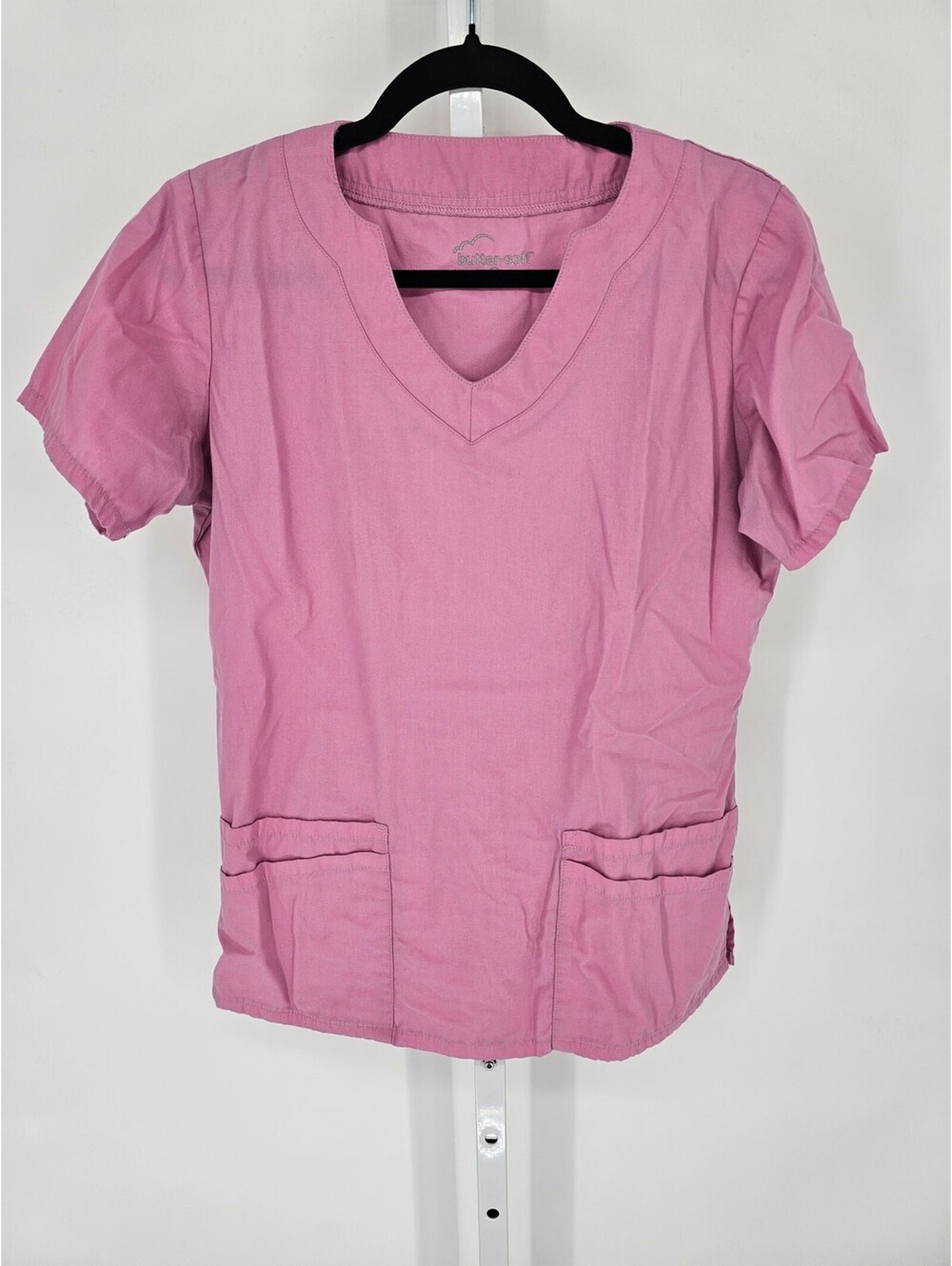 Butter Soft Womens Sz S Short Sleeve Scrub Top Bubblegum Pink